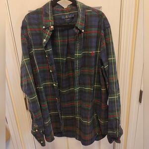 Polo by Ralph Lauren Men's Checkered Shirt - Navy and Forest Green XXL